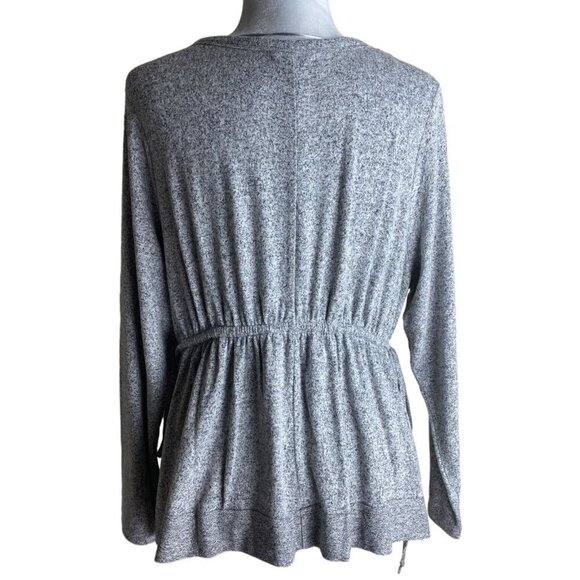 Caslon Cozy Tie Waist Peplum Knit Top in Grey Heather Casual Cozy Women's Size S - Picture 9 of 9